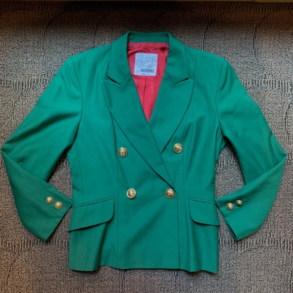 MOSCHINO - Vintage Cheap and Chic Double breasted blazer coat Green, 10 - Picture 2 of 12